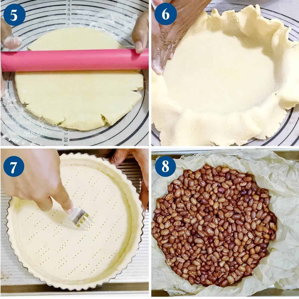 Progress pictures pre-baking the shortcrust pastry.