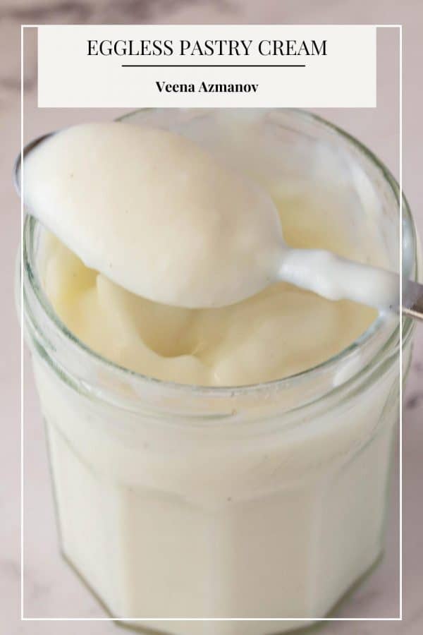 Pinterest image for pastry cream eggless.