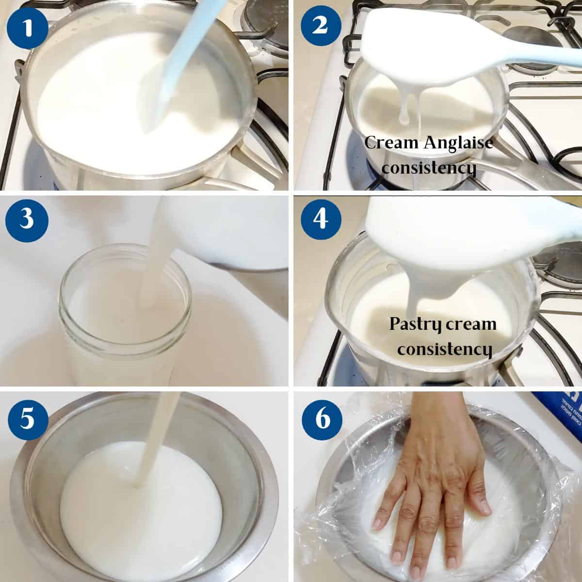 Progress pictures for pastry cream.