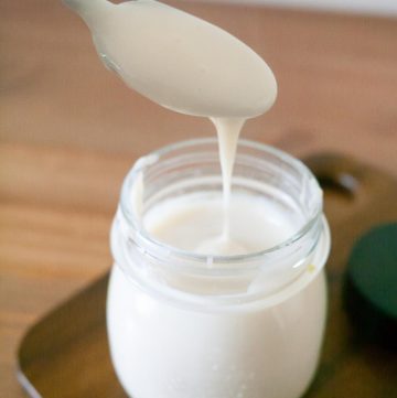A jar of vanilla pastry cream.
