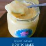 Pinterest image for custard cream pastry or creme patissiere.