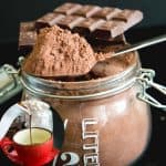 A spoon full of chocolate powder.