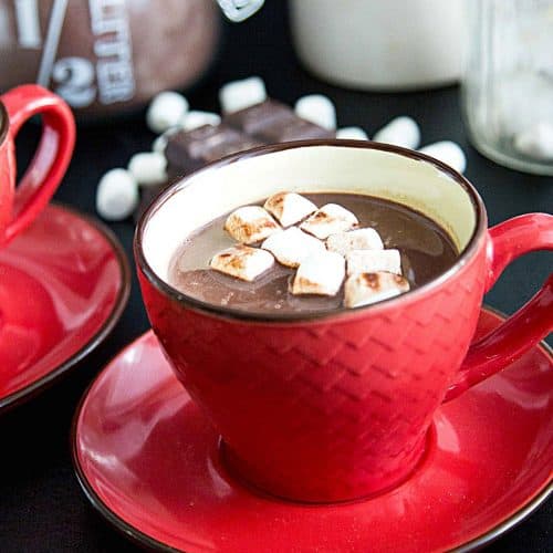 Hot cocoa with marshmallows.