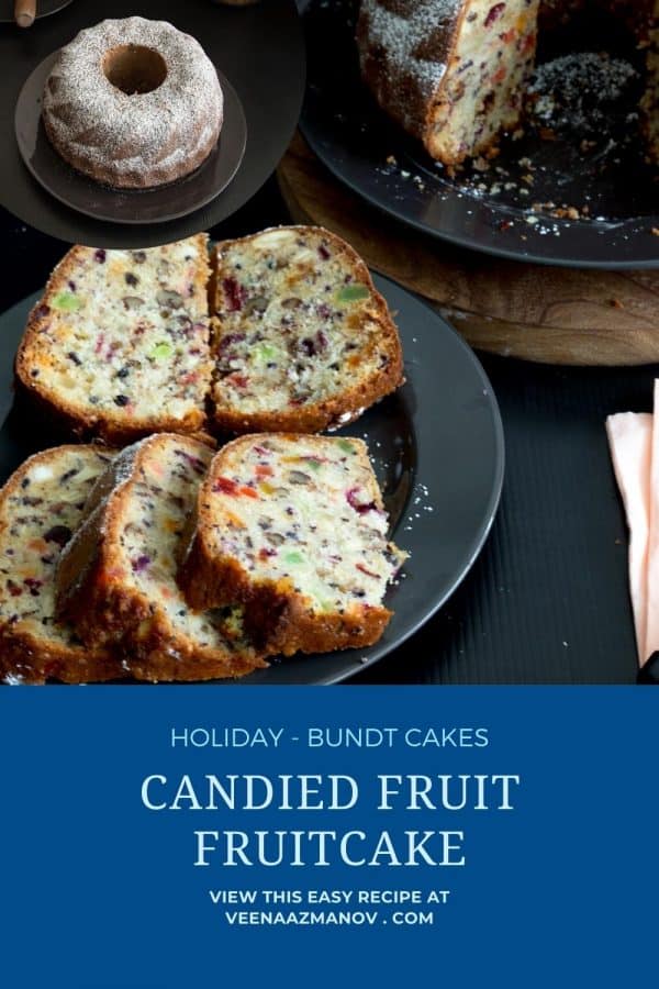 Pinterest image for candied fruit fruitcake.