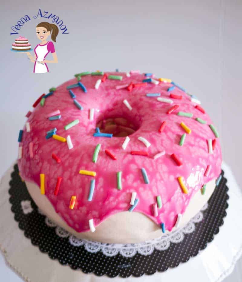 A cake decorated like a giant doughnut.