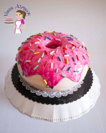 A cake decorated like a giant donut.
