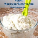 Pinterest image for American Velvet Buttercream Frosting.