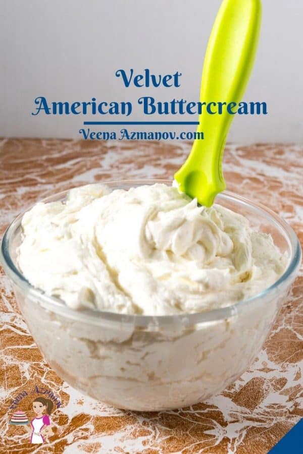 Pinterest image for American Velvet Buttercream Frosting.