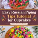 Pinterest image for Russian Piping Tips Buttercream and Tutorials.