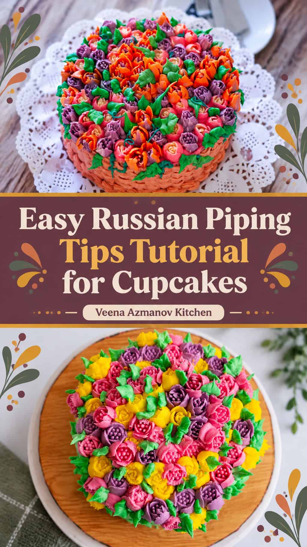 Pinterest image for Russian Piping Tips Buttercream and Tutorials.