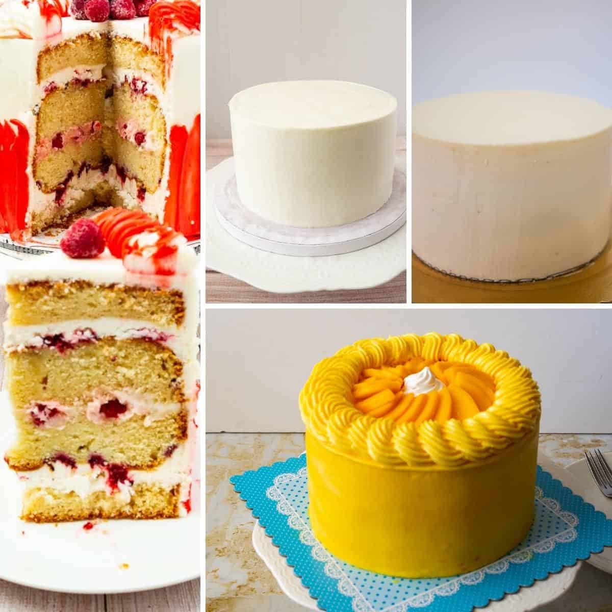 Buttercream frosted cakes collage.