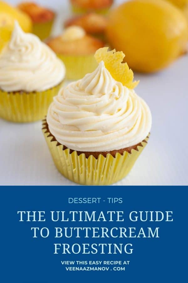 Pinterest image for Buttercream guide and troubleshooting.