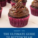 Pinterest image for Buttercream guide and troubleshooting.