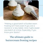 Pinterest image for Buttercream guide and troubleshooting.