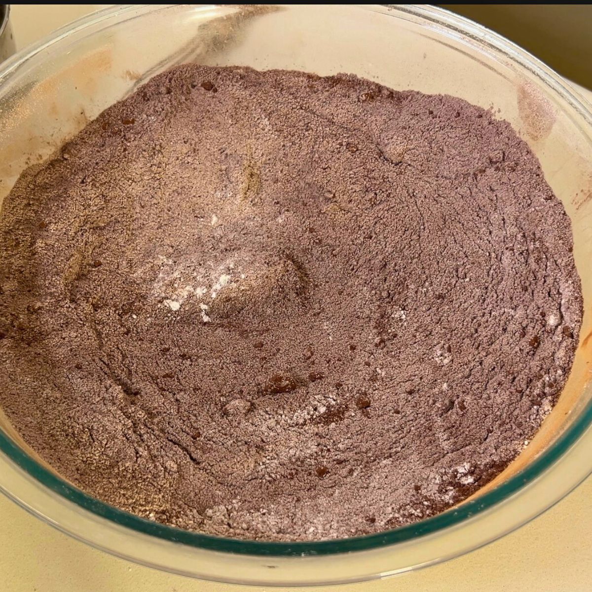 Dry ingredients for a classic chocolate cake.