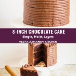 Pinterest image for classic 8-inch round chocolate cake.