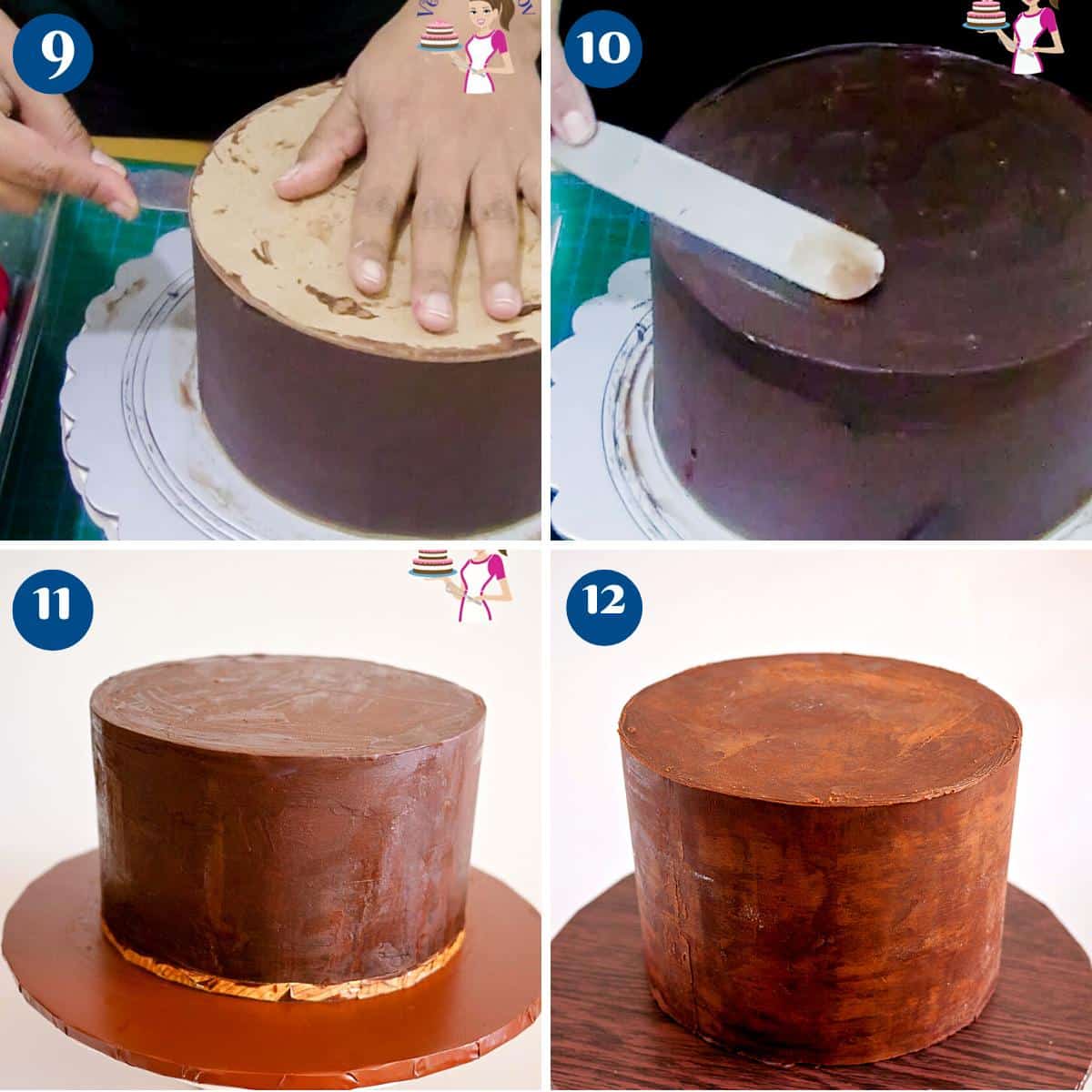 Progress pictures for ganache cake.