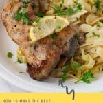 Pinterest image for lemon butter chicken quarters baked.