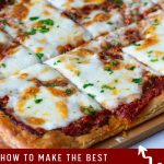 Pinterest image for puff pastry red pesto pizza.
