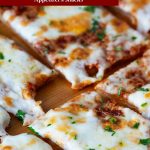 Pinterest image for puff pastry red pesto pizza.