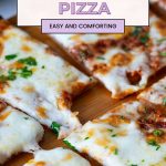 Pinterest image for puff pastry red pesto pizza.