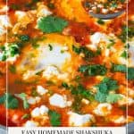 Pinterest image for shakshooka with cheese.