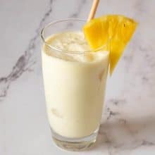 A glass with virgin pineapple pina colada.