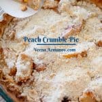 Pinterest image for peach crumble pie.