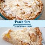 Pinterest image for peach crumble pie.
