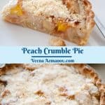 Pinterest image for peach crumble pie.