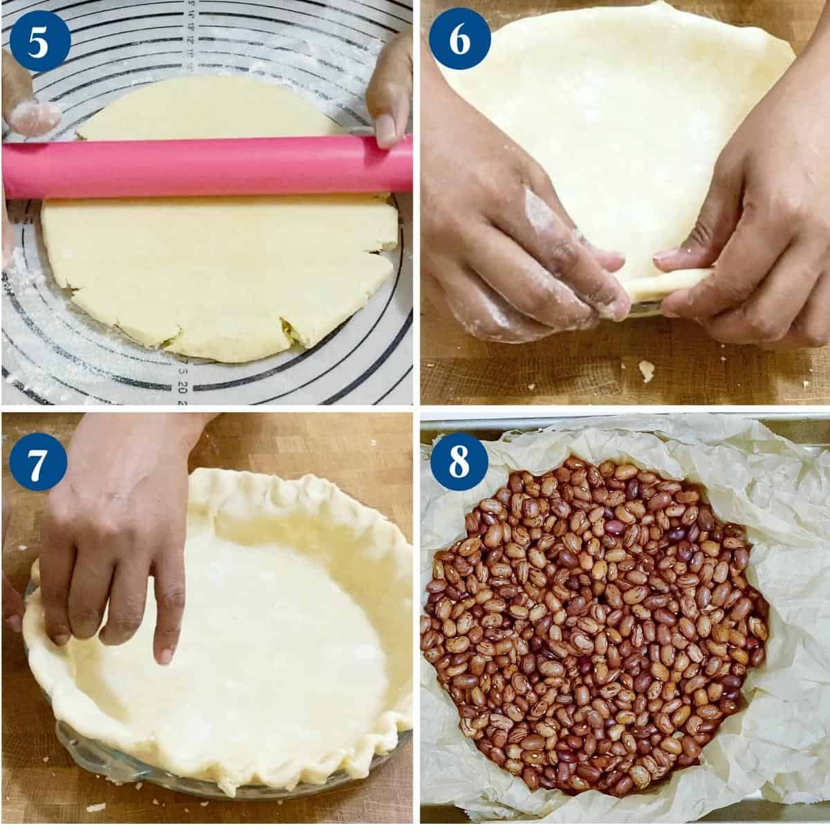 Progress pictures baking the pie crust.
