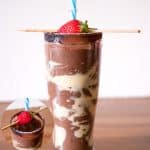 A tall glass of smoothie