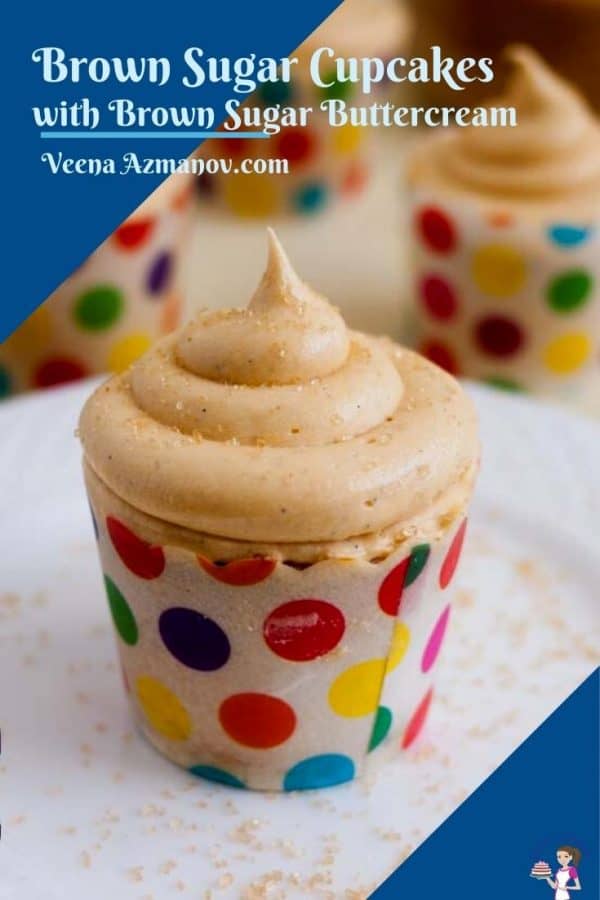 Pinterest image for brown sugar cupcakes