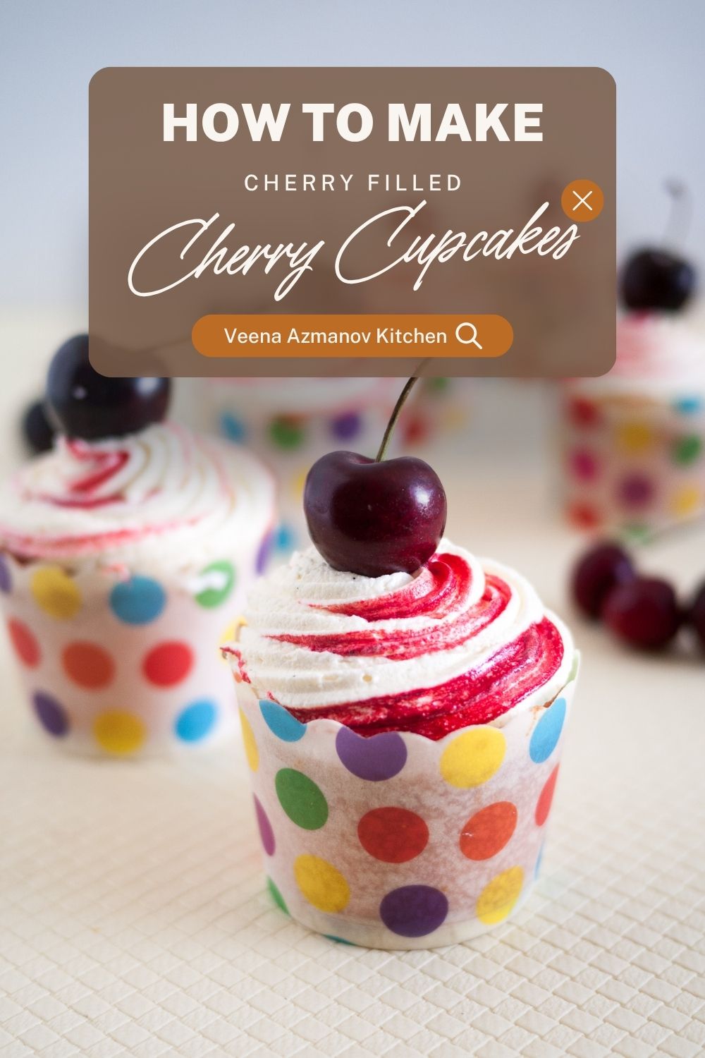 Pinterest image for Cherry Cupcakes Recipe.