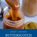 Pinterest image for butterscotch sauce.