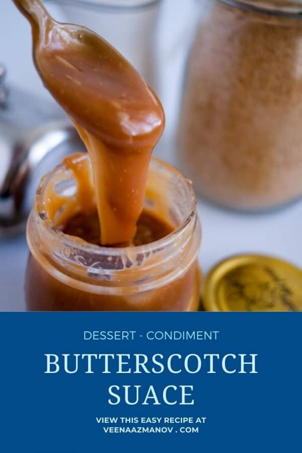 Pinterest image for butterscotch sauce.