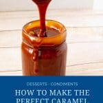 Pinterest image for homemade caramel sauce.