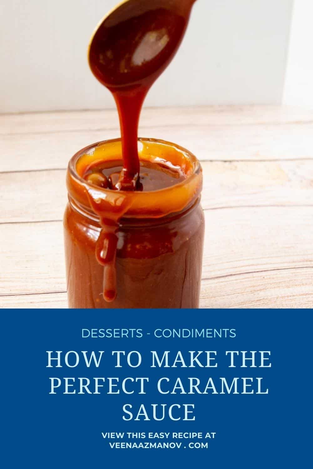 Pinterest image for homemade caramel sauce.