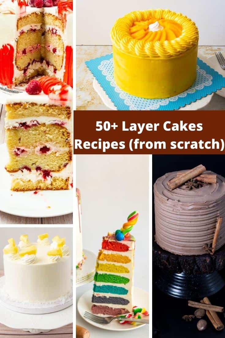 A collage of layer cakes.