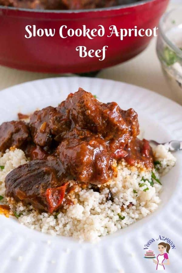 This Apricot Beef recipe is absolutely heavenly. Slow cooked until fork tender with tomatoes and spices. A little zing of apricot jam takes it to it's ultimate comfort. It takes only 10 minutes hands on work and the oven does the rest of the work. Perfect for busy days.
