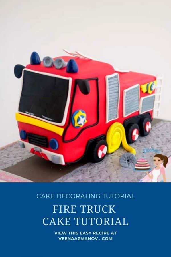 Pinterest image for fire engine cake.