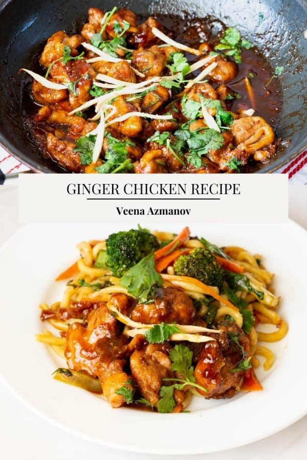 Pinterest image for Asian chicken with ginger sauce.