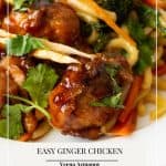 Pinterest image for Asian chicken with ginger sauce.