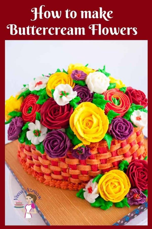 A cake decorated to look like a basket of flowers.