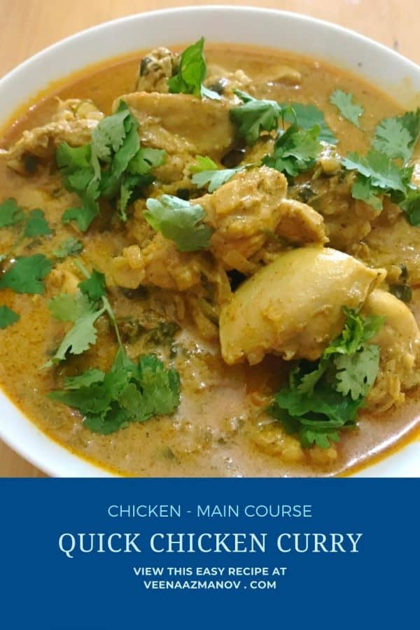 Pinterest image for Indian curry with chicken and curry powder