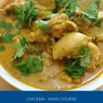 Pinterest image for Indian curry with chicken and curry powder
