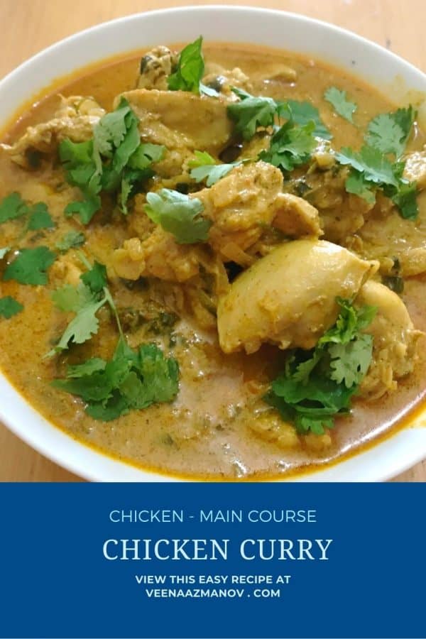 Pinterest image for Indian curry with chicken and curry powder