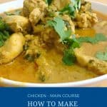 Pinterest image for Indian curry with chicken and curry powder