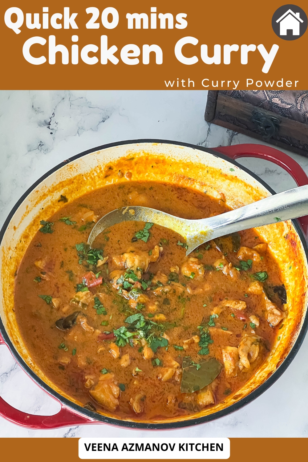 Pinterest image for Quick 20 Mins Chicken Curry with Curry Powder