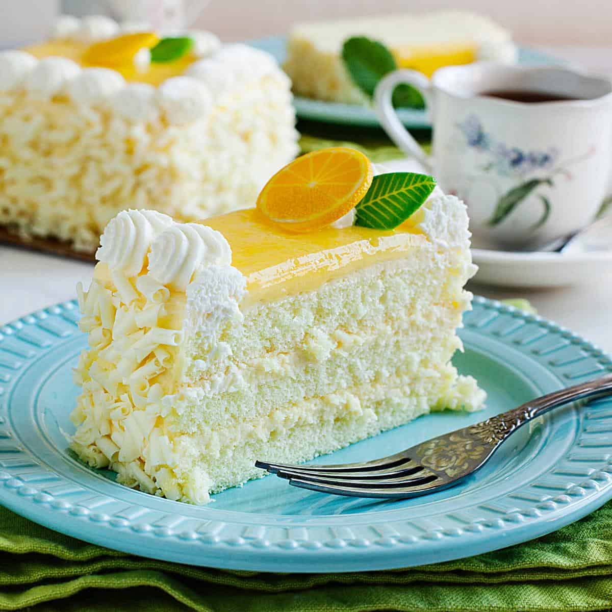 Lemon cake on a plate.